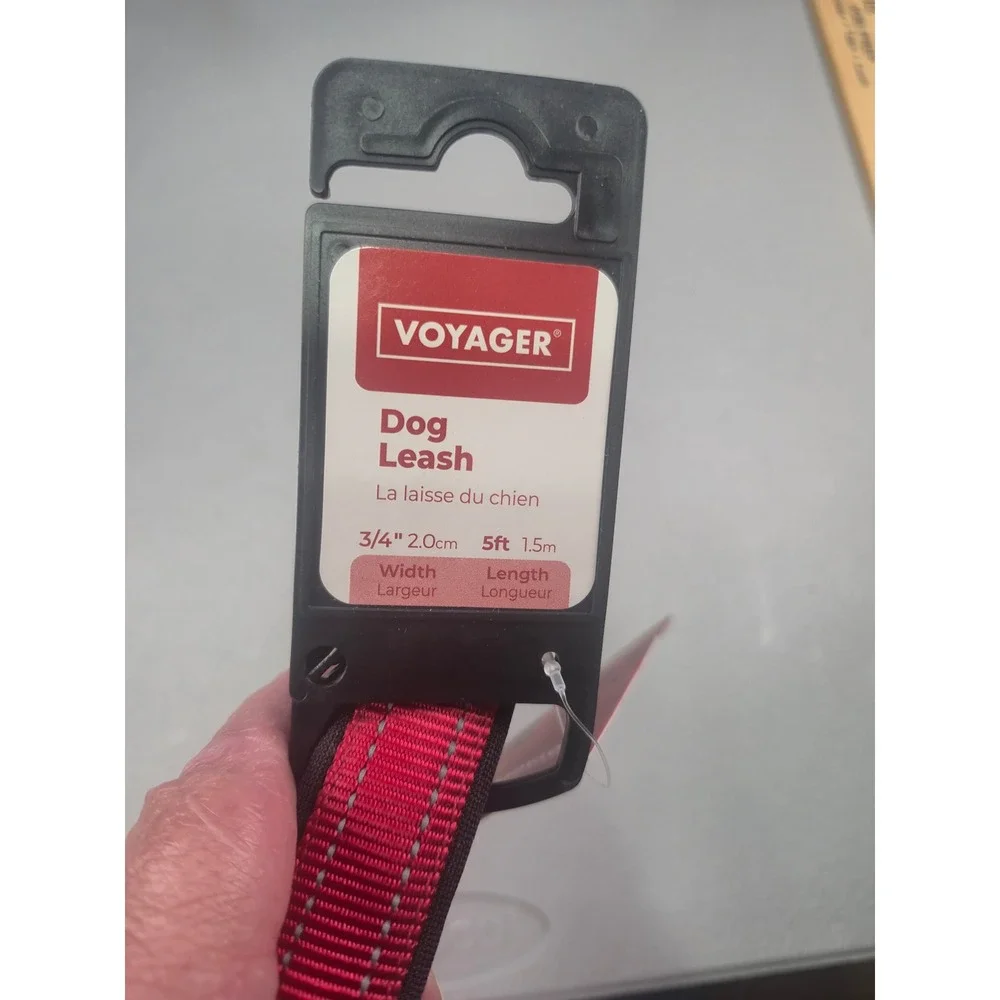 Voyager Red Reflective Dog Leash 5ft x 3/4in Padded Handle Nylon Pet Lead